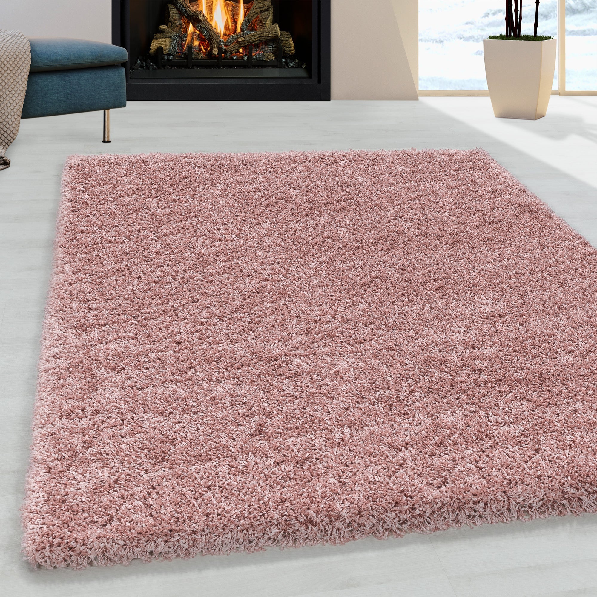 SYDNEY - Tapis shaggy uni à poils longs rose - SYD3000ROS SYDNEY
