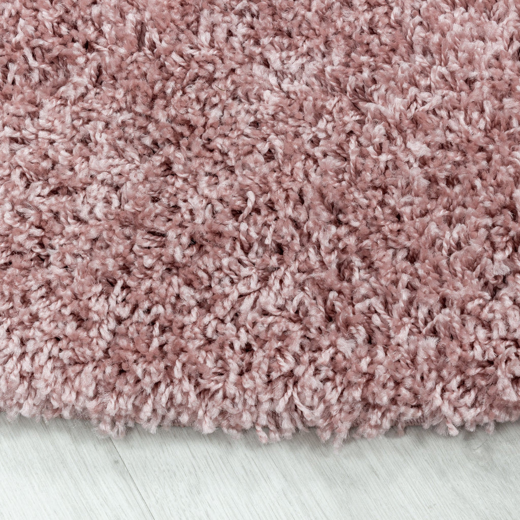 SYDNEY - Tapis shaggy uni rond à poils longs rose - SYD3000ROS SYDNEY