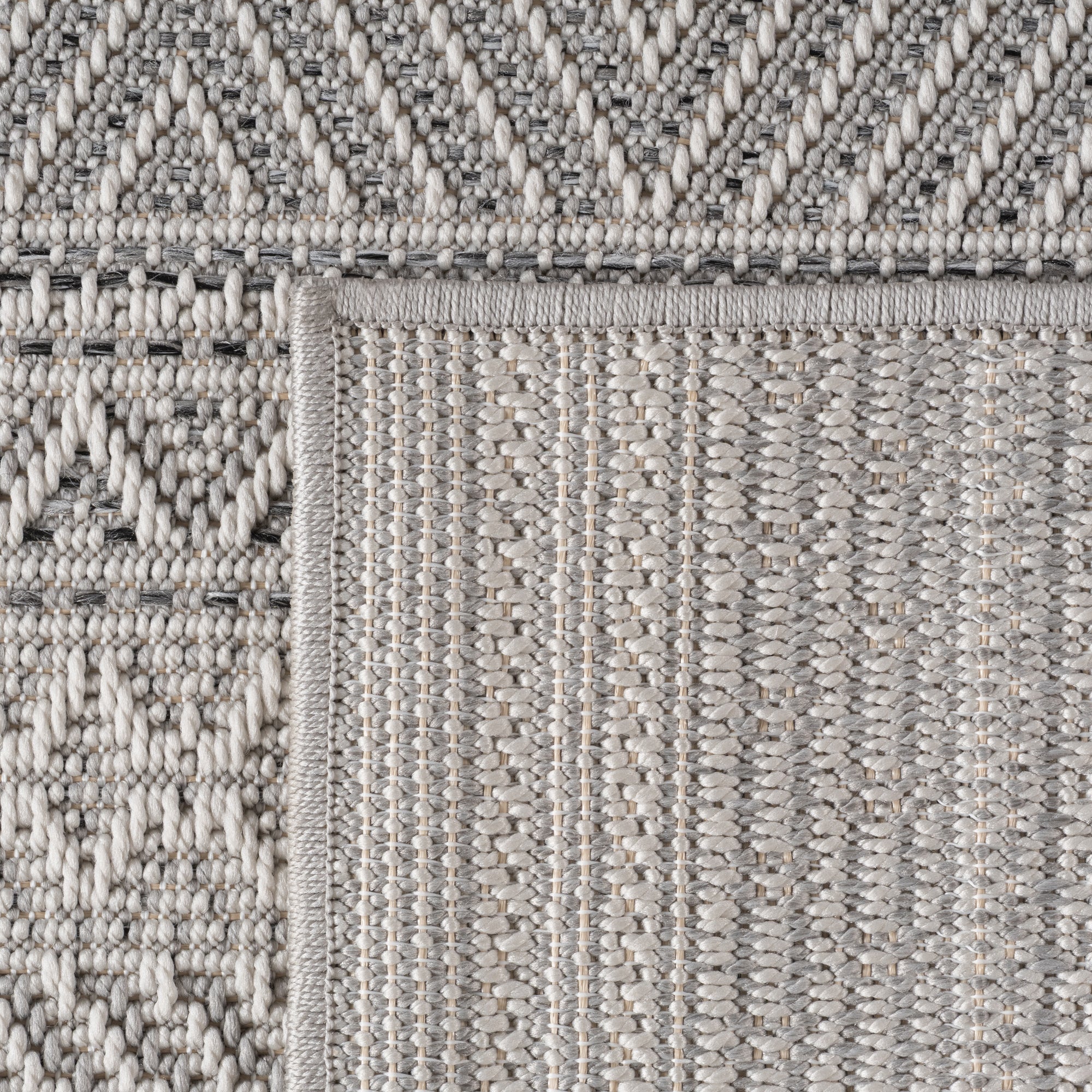 TENERIFE - Tapis Intérieur/Extérieur Gris à Motif Ethnique - TEN1303GRI TENERIFE