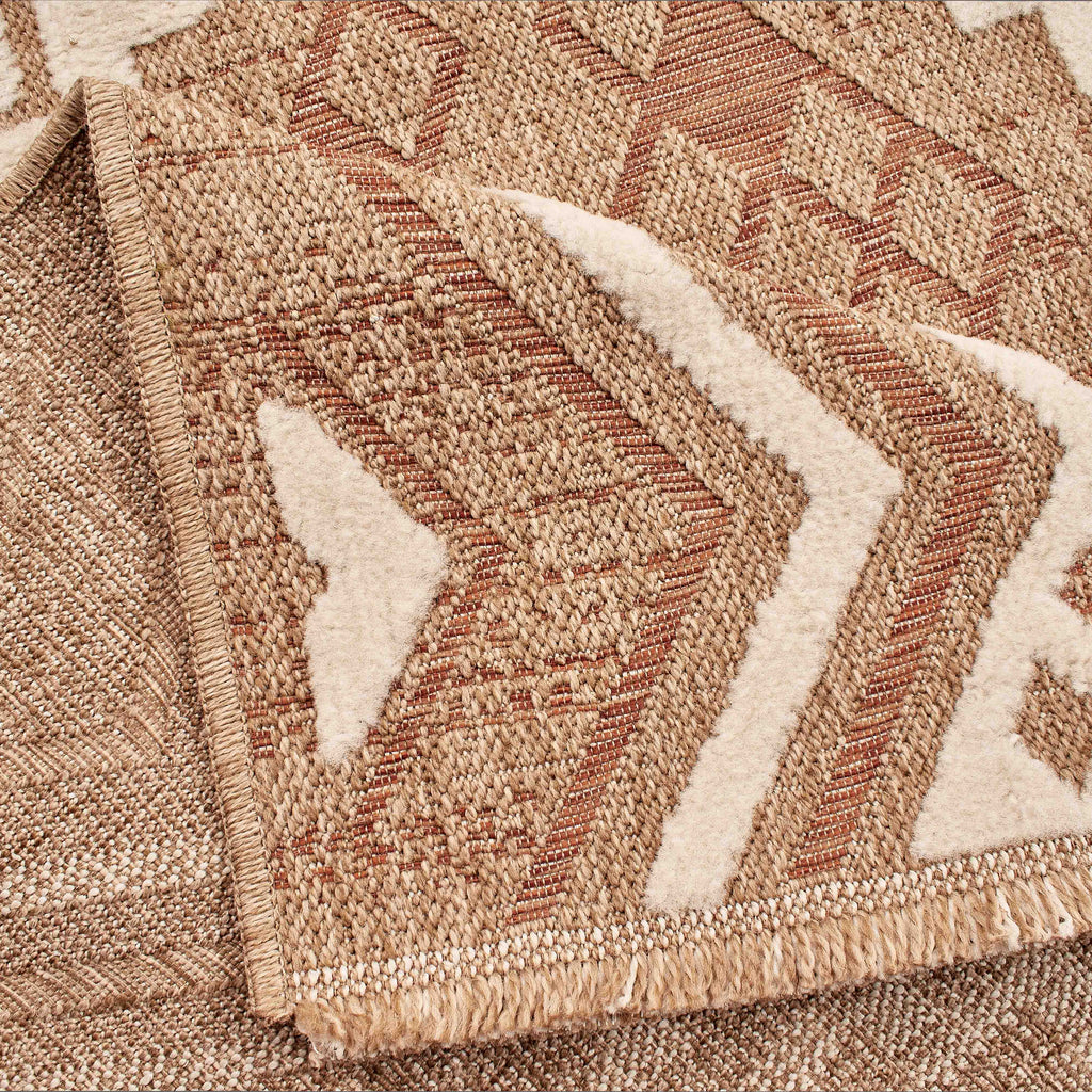 TULUM - tapis de salon - intérieur et extérieur rouge/terra - aspect jute  motifs  losanges - TUL9054TER TULUM