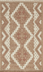 TULUM - tapis de salon - intérieur et extérieur rouge/terra - aspect jute  motifs  losanges - TUL9054TER TULUM