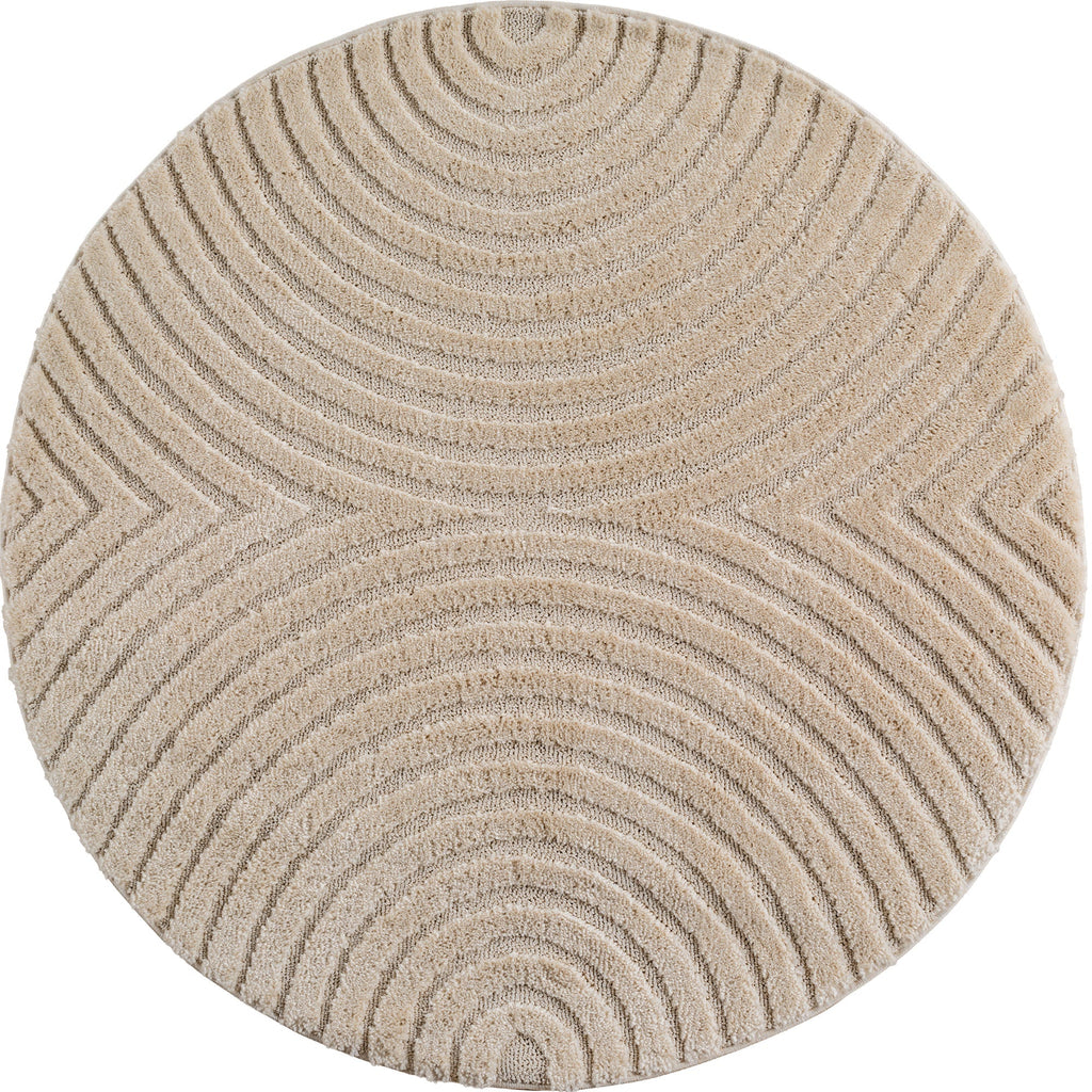 TURIN - tapis moderne rond design arc en relief : TUR1122BEI TURIN