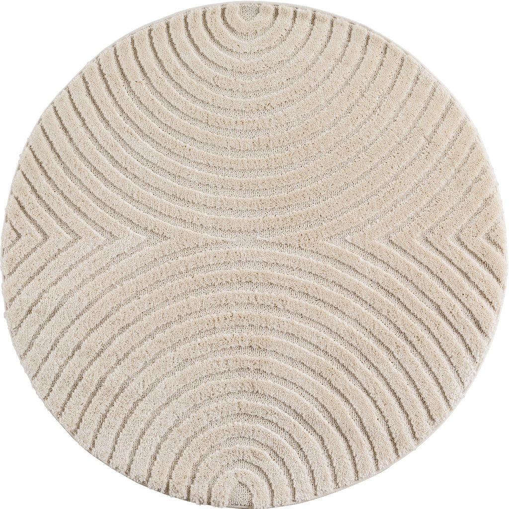 TURIN - tapis moderne rond design arc en relief : TUR1122CRE TURIN