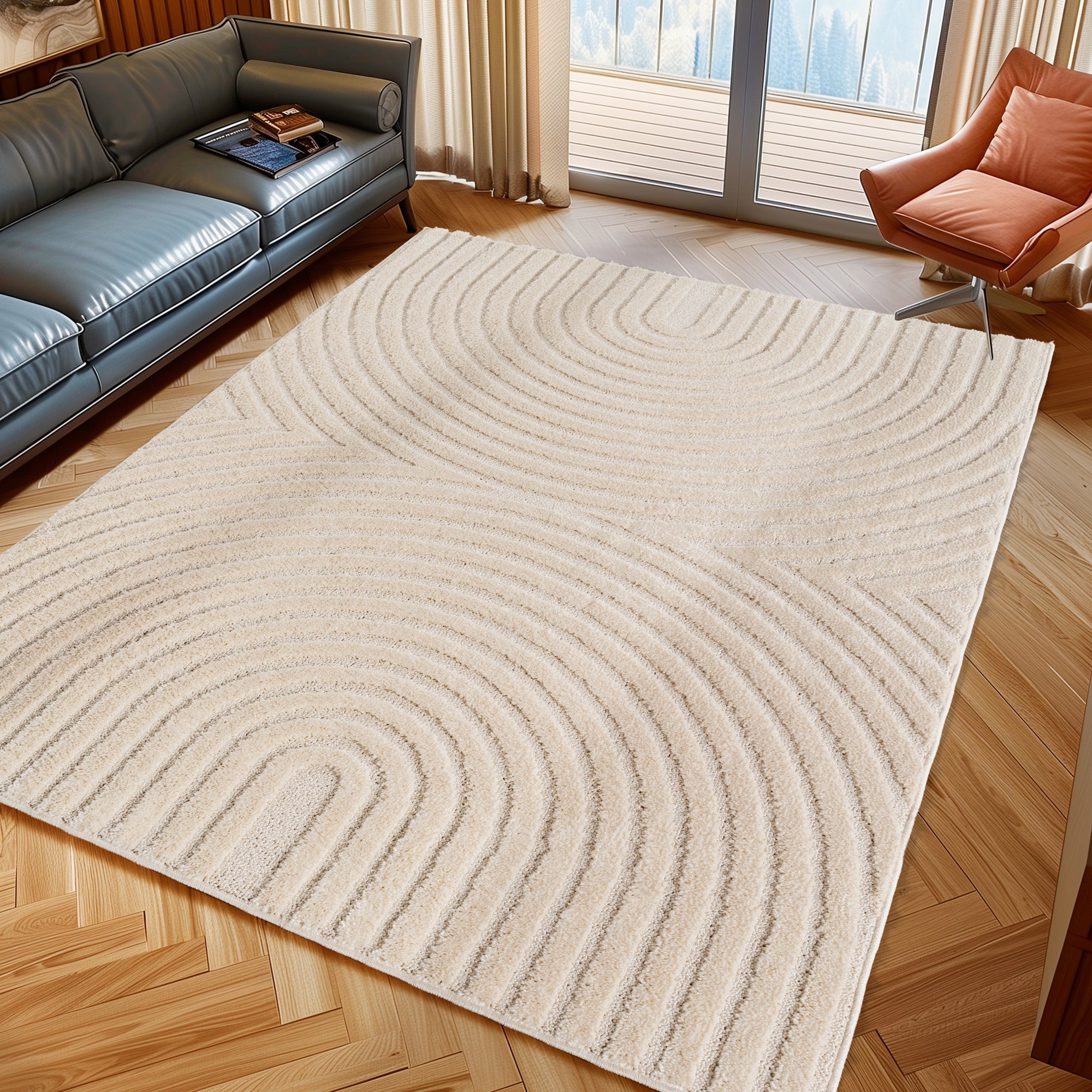 TURIN - tapis moderne design arc en relief : TUR1122CRE TURIN