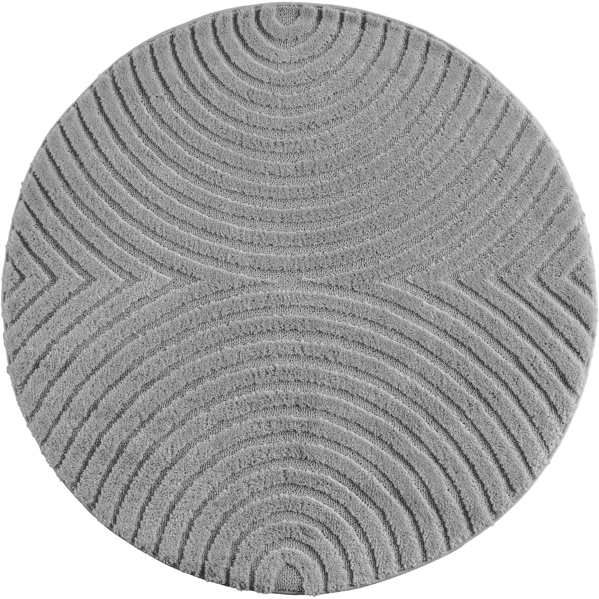 TURIN - tapis moderne rond design arc en relief : TUR1122SIL TURIN
