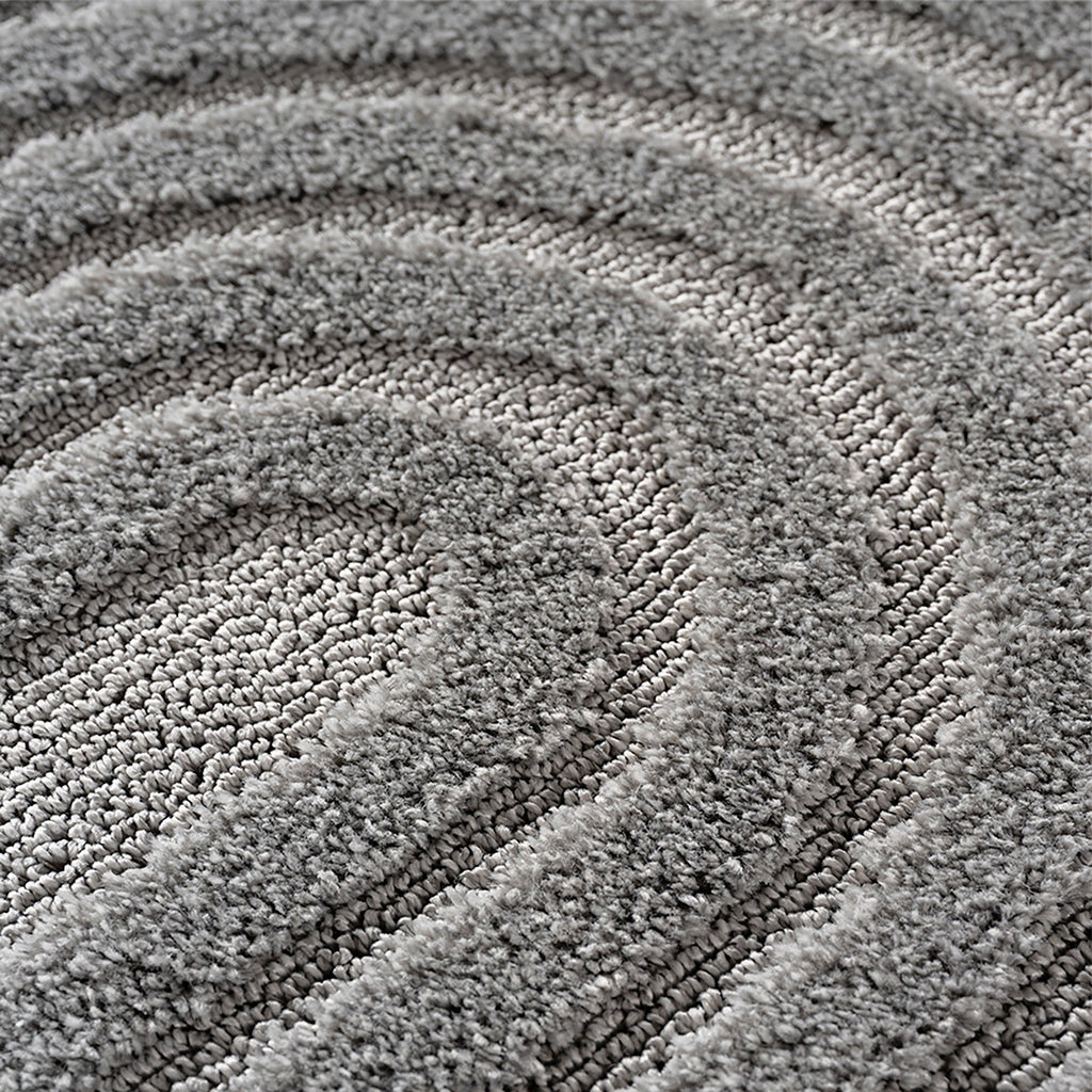 TURIN - tapis moderne rond design arc en relief : TUR1122SIL TURIN