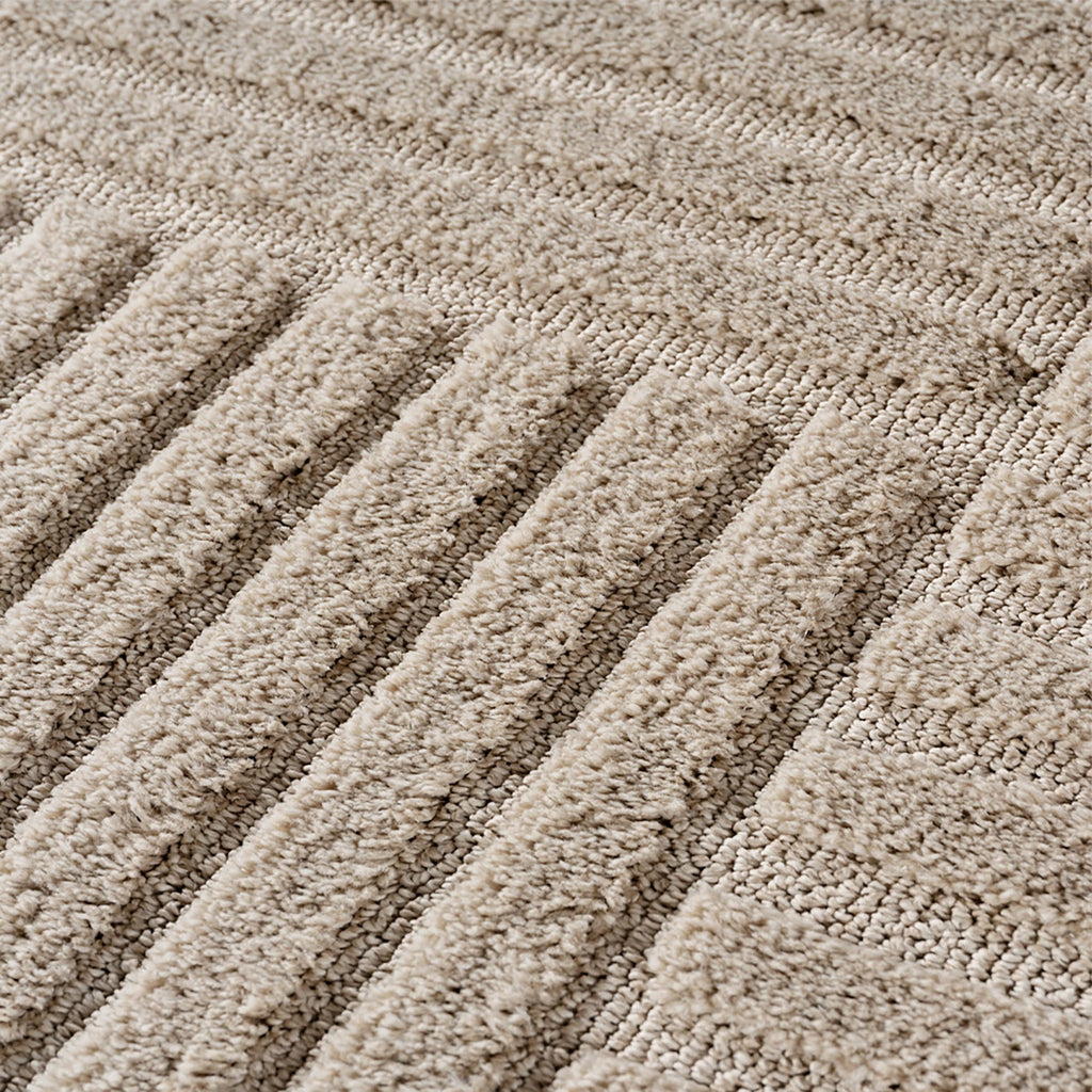 TURIN - tapis moderne rond design graphique en relief : TUR1123BEI TURIN