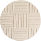 TURIN - tapis moderne rond design graphique en relief : TUR1123CRE TURIN