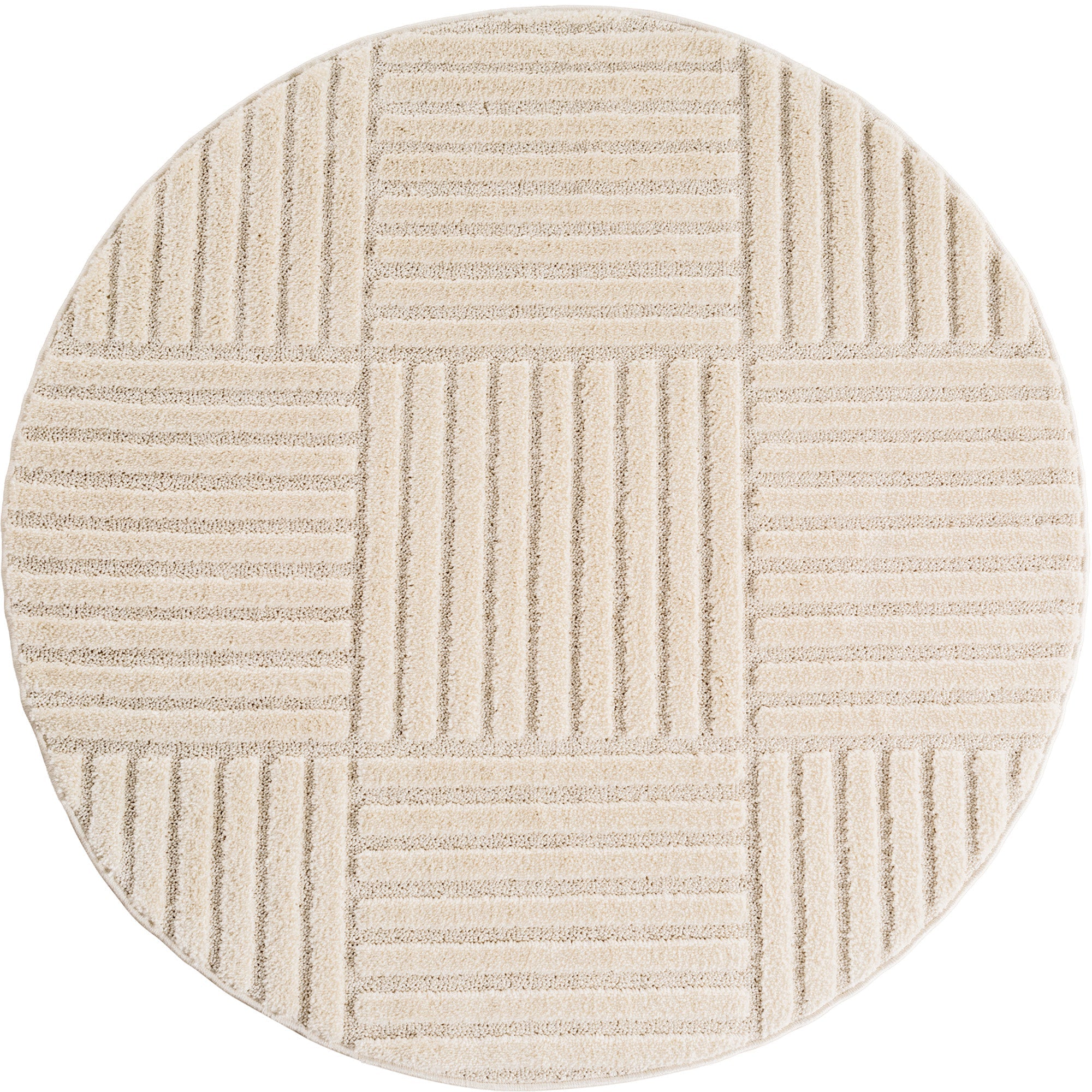 TURIN - tapis moderne rond design graphique en relief : TUR1123CRE TURIN