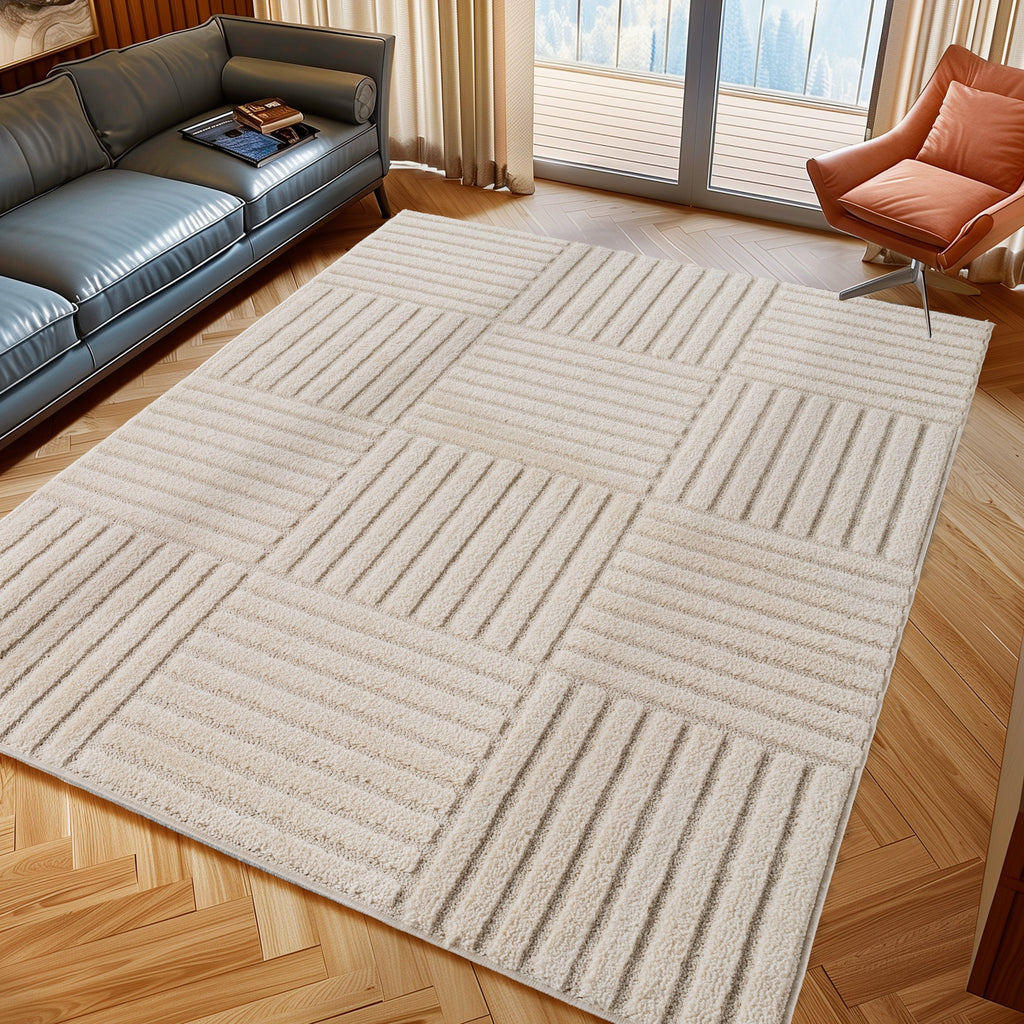 TURIN - tapis moderne design graphique en relief : TUR1123CRE TURIN