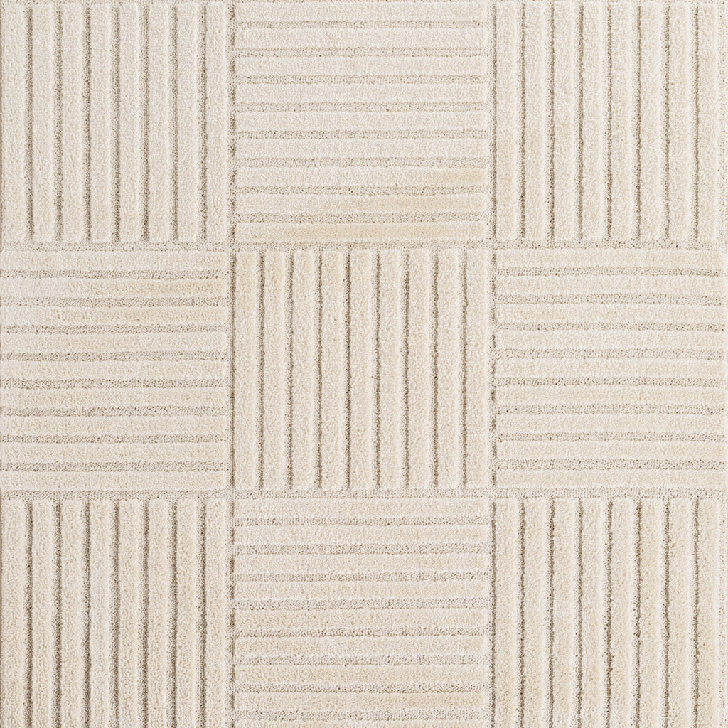 TURIN - tapis moderne rond design graphique en relief : TUR1123CRE TURIN