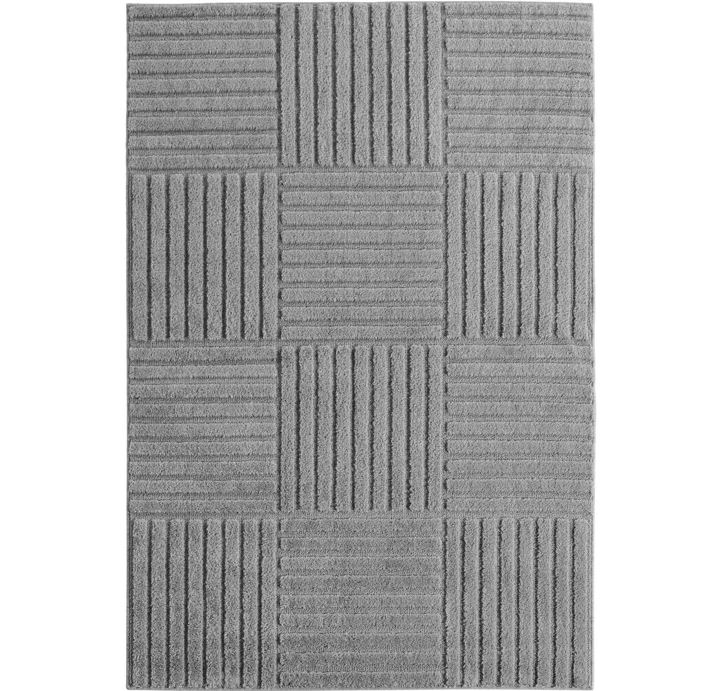 TURIN - tapis moderne design graphique en relief : TUR1123SIL TURIN