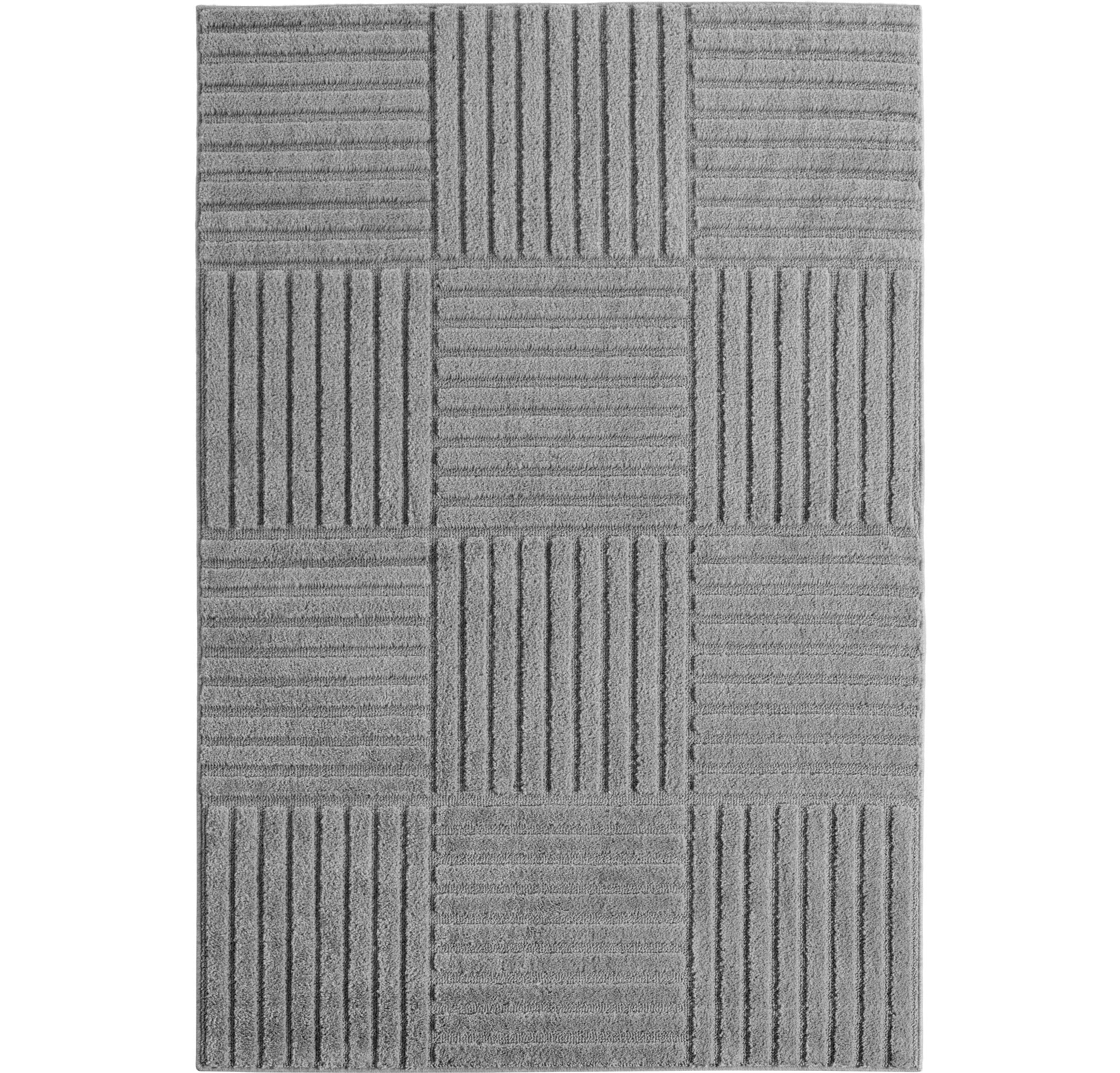 TURIN - tapis moderne design graphique en relief : TUR1123SIL TURIN