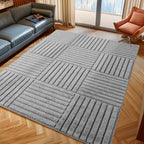 TURIN - tapis moderne design graphique en relief : TUR1123SIL TURIN