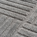 TURIN - tapis moderne rond design graphique en relief : TUR1123SIL TURIN