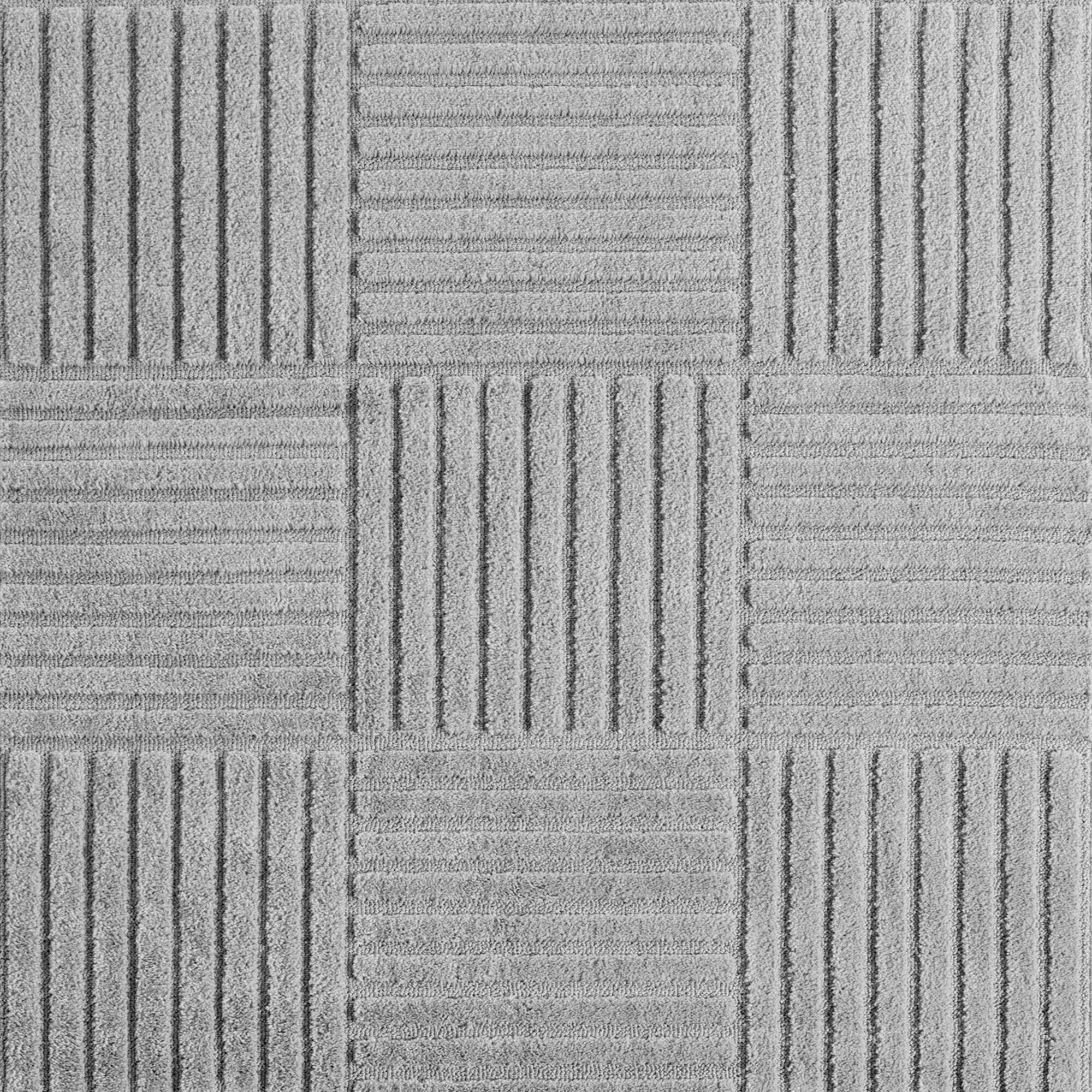 TURIN - tapis moderne design graphique en relief : TUR1123SIL TURIN