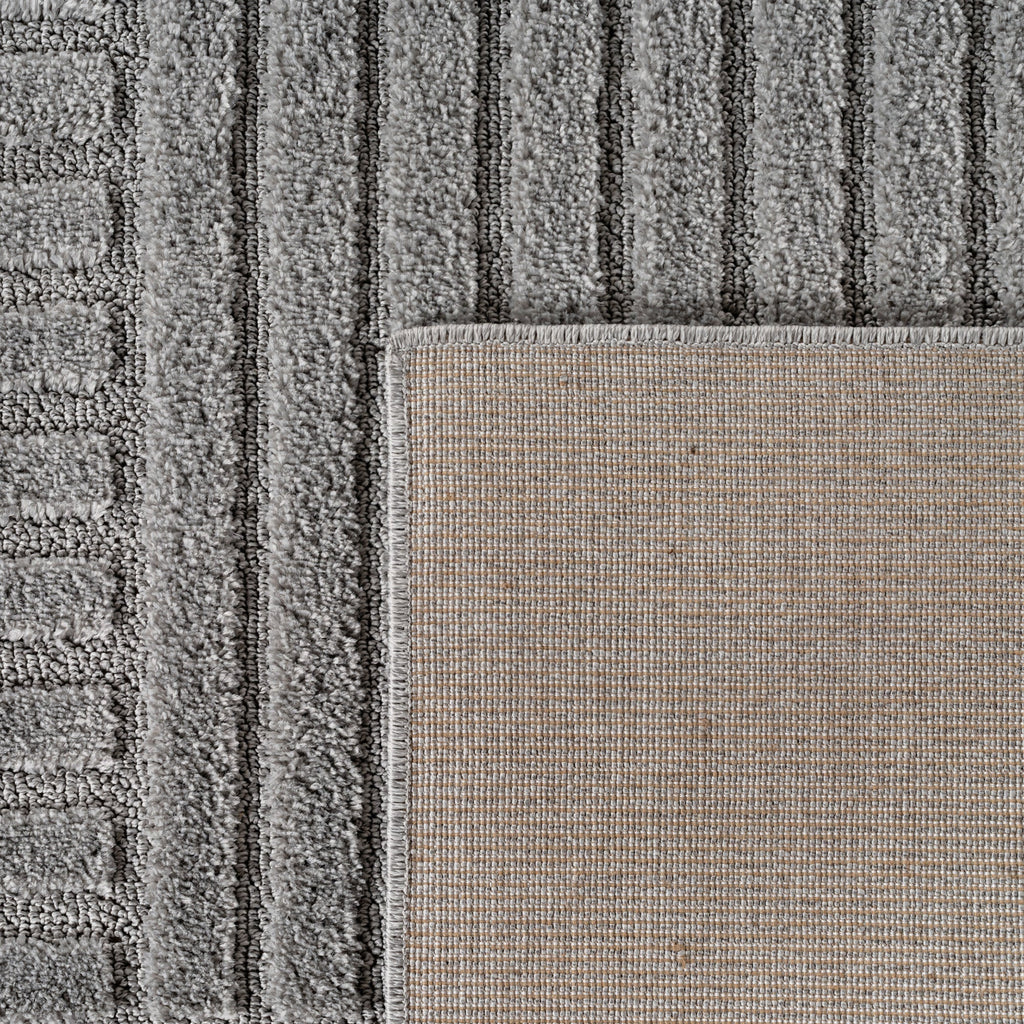 TURIN - tapis moderne design graphique en relief : TUR1123SIL TURIN