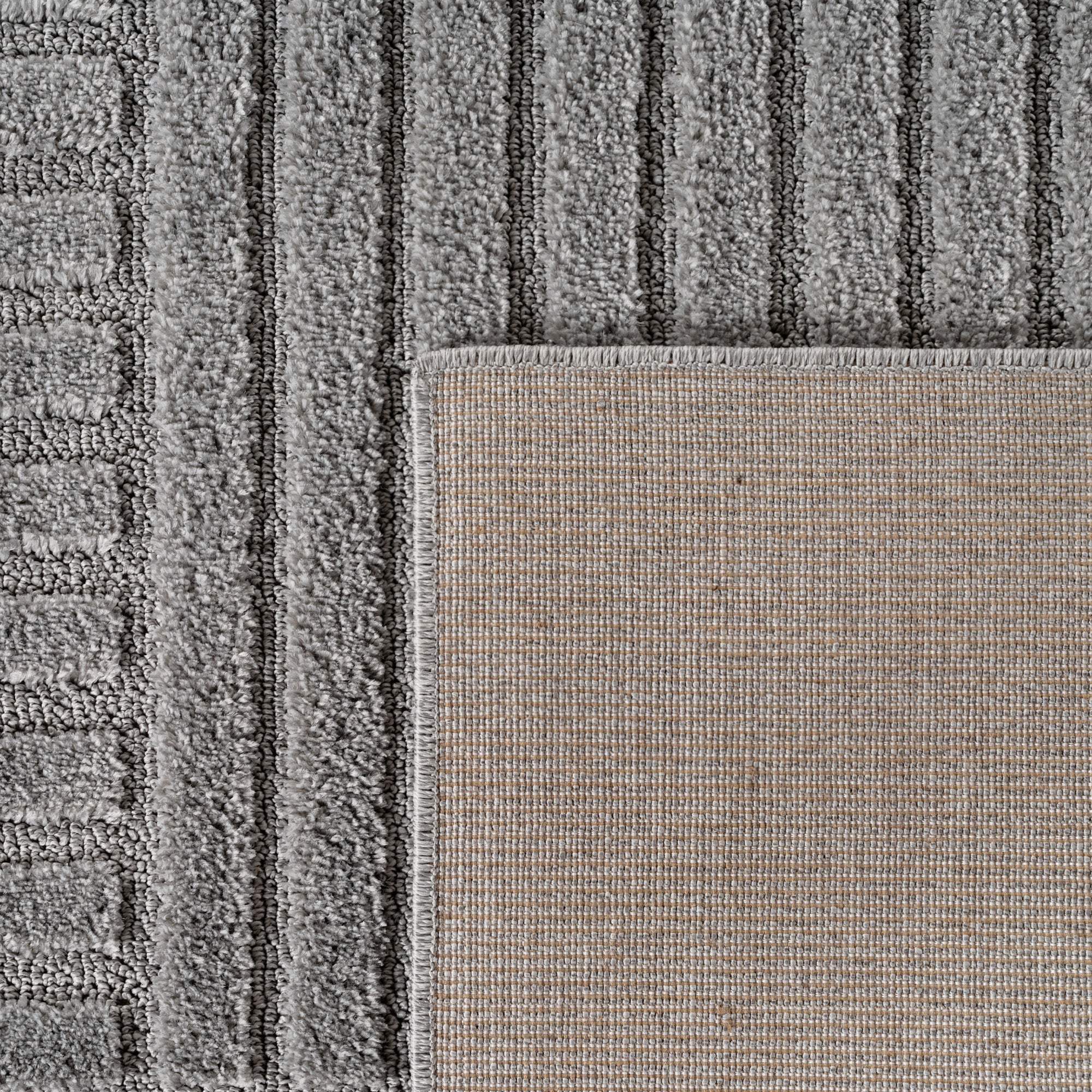 TURIN - tapis moderne rond design graphique en relief : TUR1123SIL TURIN