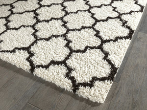 Tapis shaggy berbère crème et noir Nazar rugs