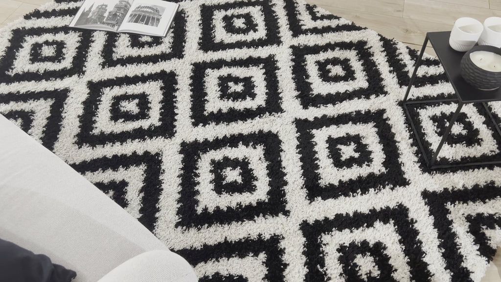 SHATAV Tapis shaggy noir 150x220cm