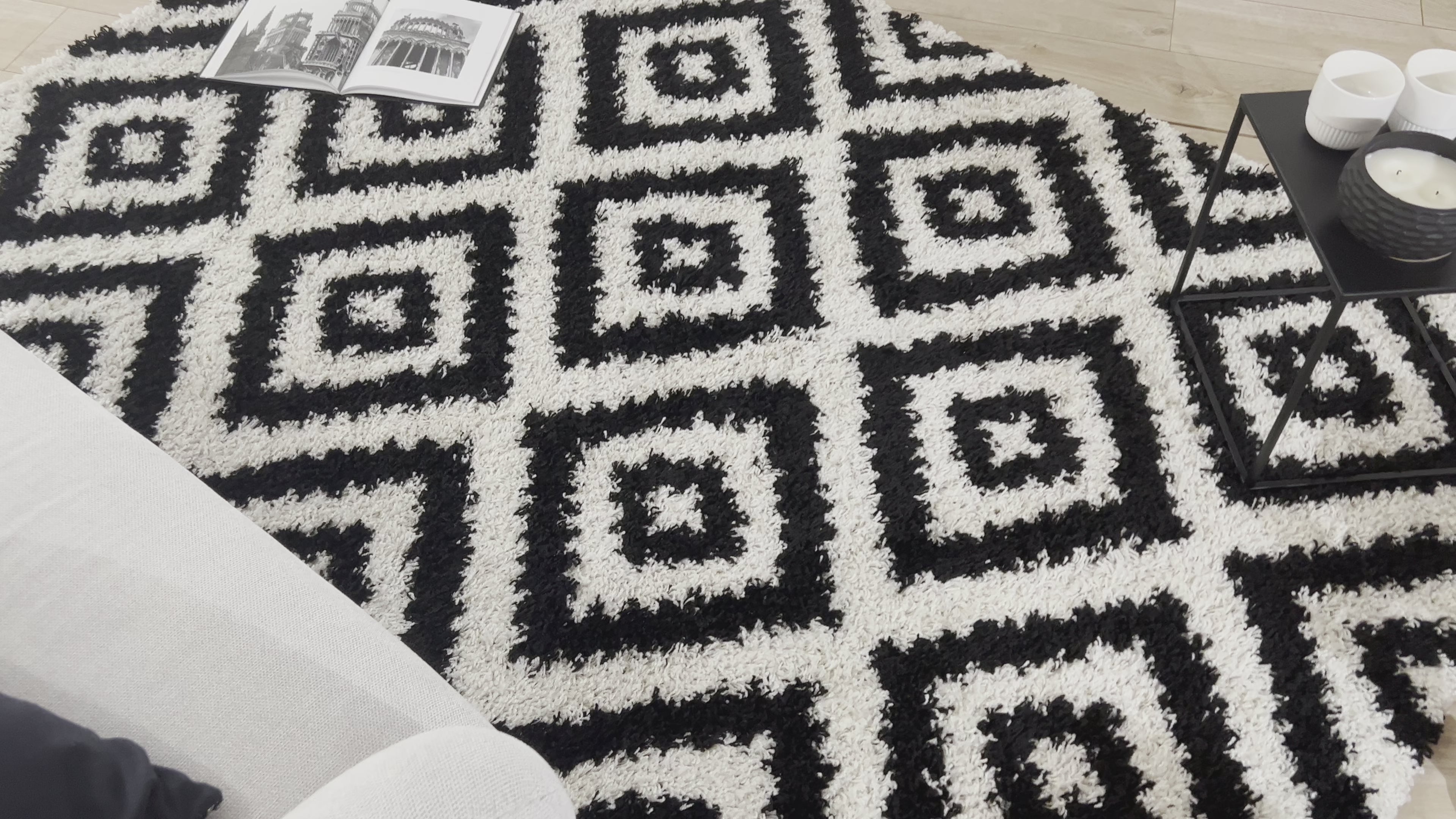 SHATAV Tapis shaggy noir 150x220cm