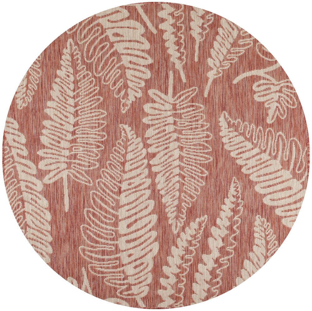Tapis moderne motifs palmiers rouge Rond : SAM1703ROS - Nazar rugs