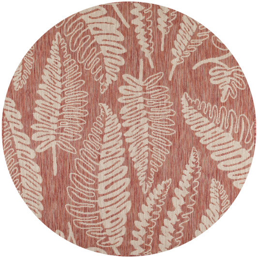 Tapis moderne motifs palmiers rouge Rond : SAM1703ROS - Nazar rugs