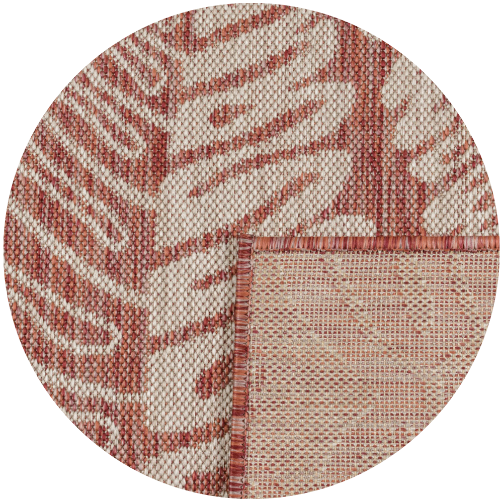 Tapis moderne motifs palmiers rouge Rond : SAM1703ROS - Nazar rugs