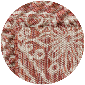 Tapis avec ornements floraux rouges rond : SAM1705ROS - Nazar rugs