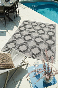 Tapis motif géométrique gris indoor outdoor : ACA1686GRI - Nazar rugs