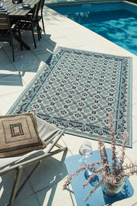 Tapis intérieur extérieur motif persan bleu : ACA1693BLE - Nazar rugs