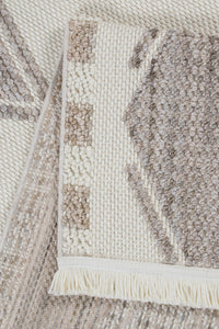 Tapis motifs losanges aspect laine crème : BAL730CRE