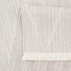 Tapis aspect laine crème motifs losanges : BAL732CRE