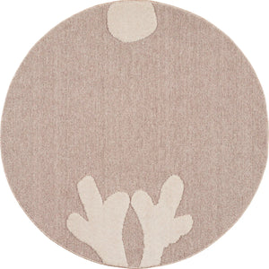 Tapis enfant motif cornes de cerf rond : BAM284BEI - Nazar rugs