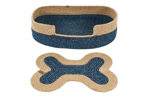 Panier pour animaux et support de gamelles fait main bleu : BEL4401BLE - Nazar rugs