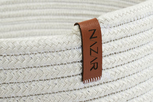 Paniers de rangement aspect jute fait main blanc et gris : CAL4201BLA - Nazar rugs