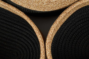 Paniers de rangement bicolores aspect jute fait main noir et beige : CAL4203NOI - Nazar rugs