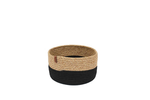 Panier bicolore aspect jute fait main noir : CAL4203NOI