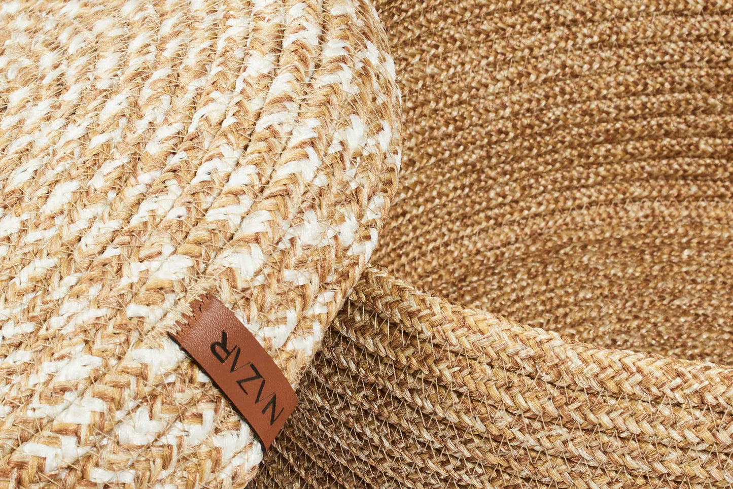 Paniers de rangement beige aspect jute fait main à motif blanc : CAL4301BEI - Nazar rugs