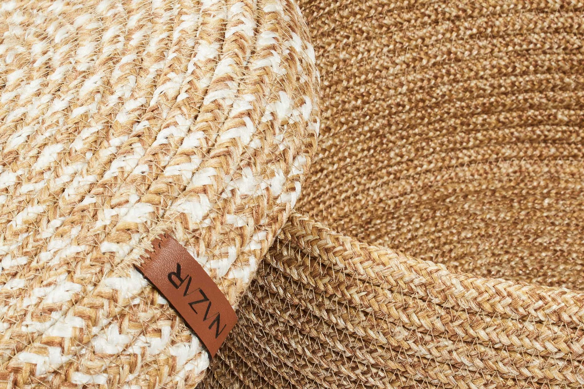 Paniers de rangement beige aspect jute fait main à motif blanc : CAL4301BEI - Nazar rugs