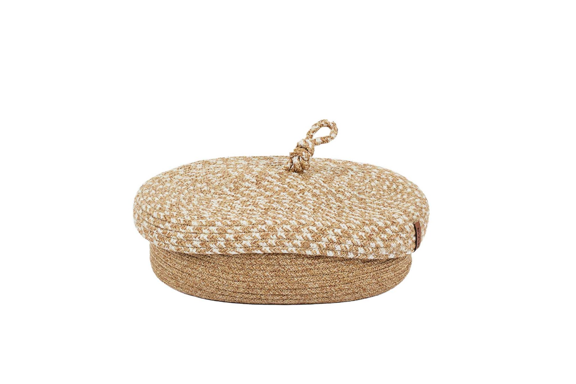 Paniers de rangement beige aspect jute fait main à motif blanc : CAL4301BEI - Nazar rugs
