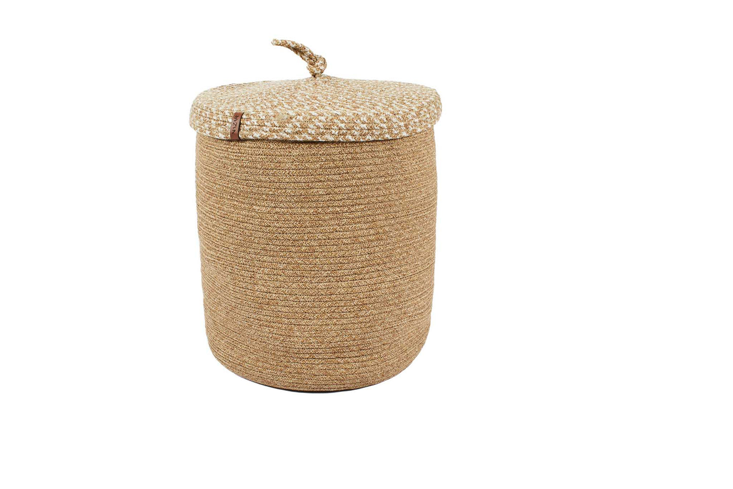 Paniers de rangement beige aspect jute fait main à motif blanc : CAL4301BEI - Nazar rugs