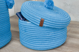 Paniers de rangement enfant en aspect jute fait main bleu : CAL4304BLE - Nazar rugs