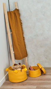Paniers de rangement enfant en aspect jute fait main jaune : CAL4304JAU - Nazar rugs