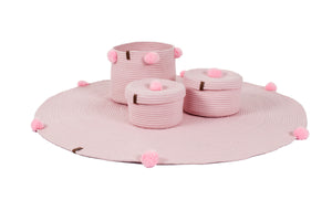 Paniers de rangement enfant en aspect jute fait main rose : CAL4304ROS - Nazar rugs