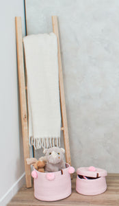 Panier enfant en aspect jute fait main rose : CAL4304ROS
