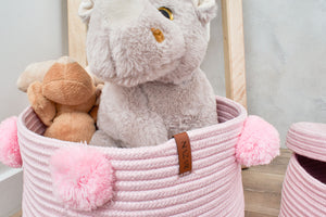 Panier enfant en aspect jute fait main rose : CAL4304ROS