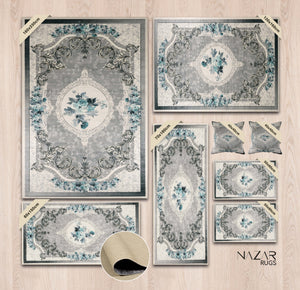 Ensemble de tapis moderne bleu et rose Nazar rugs