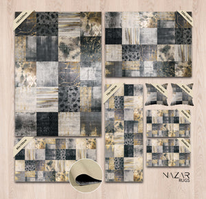 Ensemble de tapis moderne gris et doré Nazar rugs