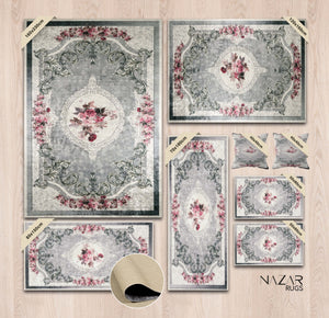 Ensemble de tapis moderne gris et rose Nazar rugs